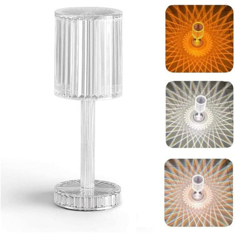 Image of Lampada Led Touch Senza Fili Ricaricabile Effetto Cristallo Base Tonda - Offershop.it