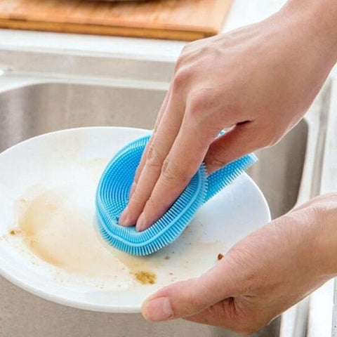 Image of Spugna Presina Silicone Multiuso 3 Pezzi Spazzola Cucina Bagno Flessibile - Offershop.it