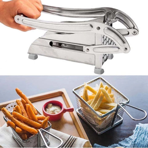 Image of Taglia Affetta Patate Patatine Fritte Manuale Maniglia Acciaio Inox 2 Lame - Offershop.it
