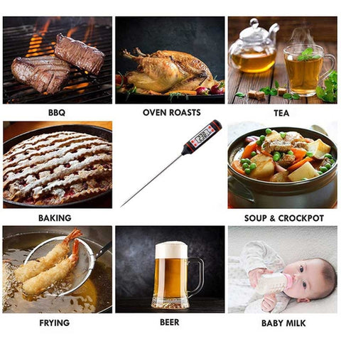 Image of Termometro Digitale Alimenti Cibo Liquidi Latte Vino Forno Carne Acciaio Inox - Offershop.it