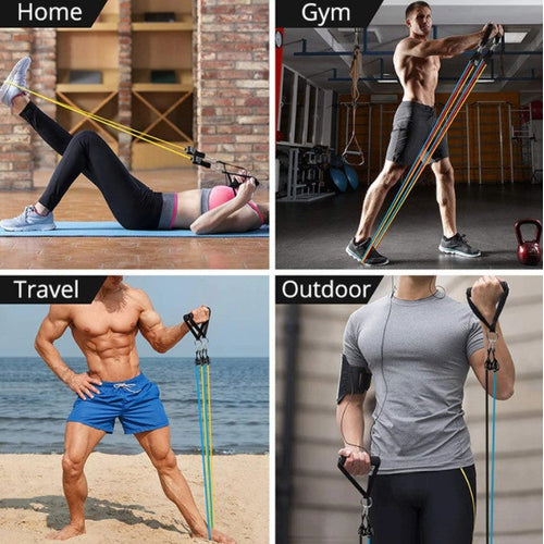 Set Elastici Bande Fitness 11 Pezzi 5 Fasce Maniglie Cavi Allenamento Casa - Offershop.it