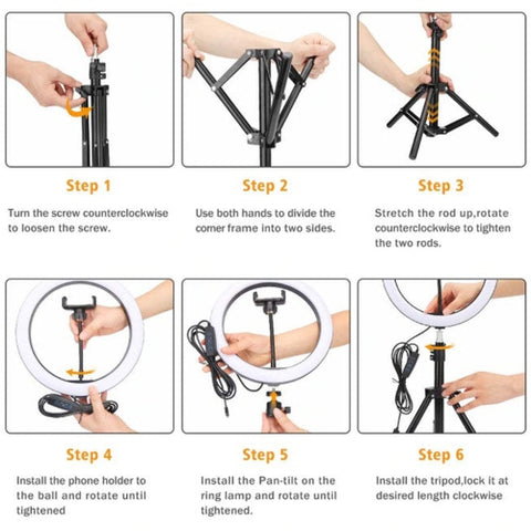 Image of Luce Anello Led 30cm USB Treppiede 3 Luci Video Foto Selfie Cellulare - Offershop.it