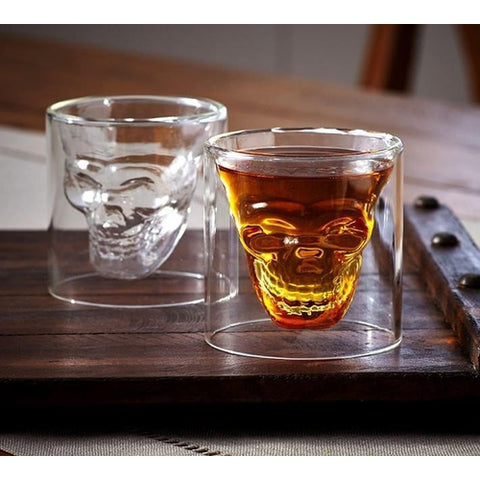 Image of Bicchiere in Vetro con Teschio 75 ml per Whisky Vodka Liquore Grappa Shot - Offershop.it