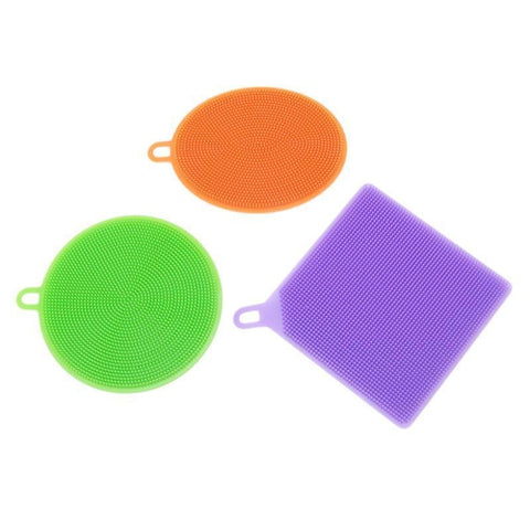 Image of Spugna Presina Silicone Multiuso 3 Pezzi Spazzola Cucina Bagno Flessibile - Offershop.it