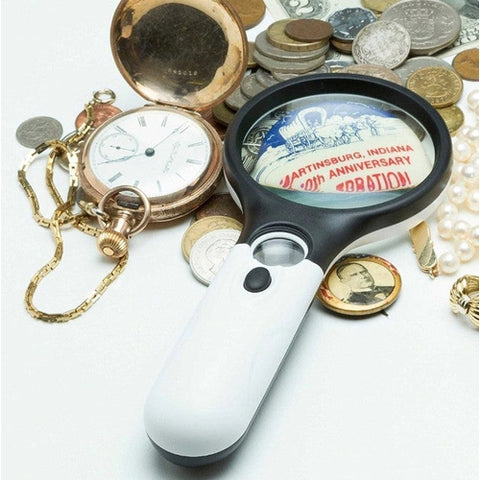 Image of Lente Ingrandimento 3 Luci Led 2 in 1 3X 45X Illuminata Portatile Tascabile - Offershop.it