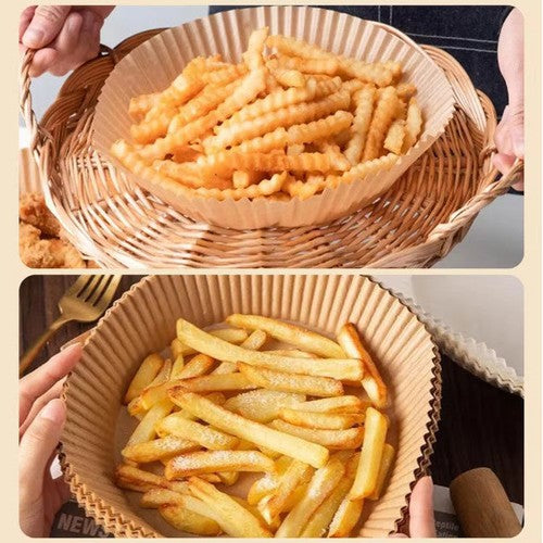 Carta Forno Friggitrice Aria 100 Pezzi 20cm Marrone Tonda Microonde Monouso - Offershop.it