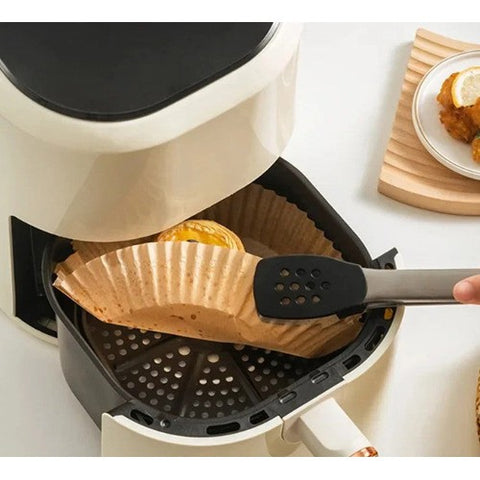 Image of Carta Forno Friggitrice Aria 100 Pezzi 16cm Marrone Tonda Microonde Monouso - Offershop.it