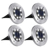 Faro 8 Led Lampada Solare Luce Bianca Tondo Disco 4 Pezzi Giardino - Offershop.it
