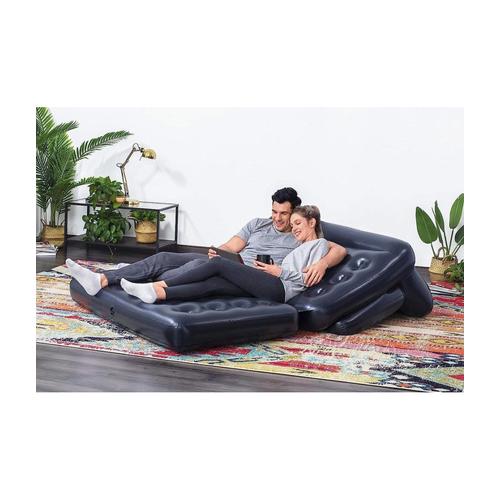 Divano Gonfiabile Nero 5 posizioni in 1 188X152X64cm Multifunzione Sacca - Offershop.it