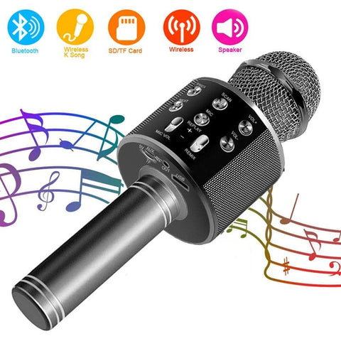 Image of Microfono Karaoke Wireless Bluetooth Portatile Registratore Mp3 Altoparlante - Offershop.it