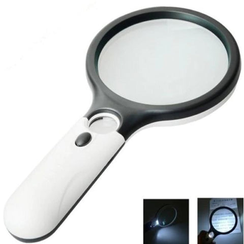 Image of Lente Ingrandimento 3 Luci Led 2 in 1 3X 45X Illuminata Portatile Tascabile - Offershop.it