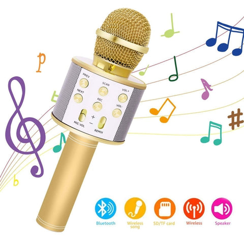 Image of Microfono Karaoke Wireless Bluetooth Portatile Registratore Mp3 Altoparlante - Offershop.it
