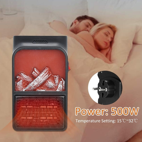 Mini Stufa Elettrica Effetto Camino Legna Fuoco 500W Telecomando 15/32 gradi - Offershop.it