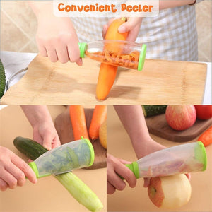 Pela Verdure Contenitore Lama Acciaio Inox Sbuccia Ortaggi Frutta Carote - Offershop.it