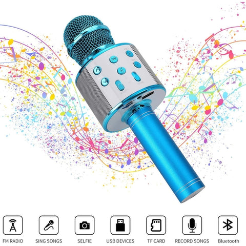 Image of Microfono Karaoke Wireless Bluetooth Portatile Registratore Mp3 Altoparlante - Offershop.it