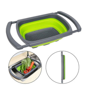 Scolapasta Pieghevole Allungabile Silicone Maniglie Cibo Pasta Frutta Verdura - Offershop.it