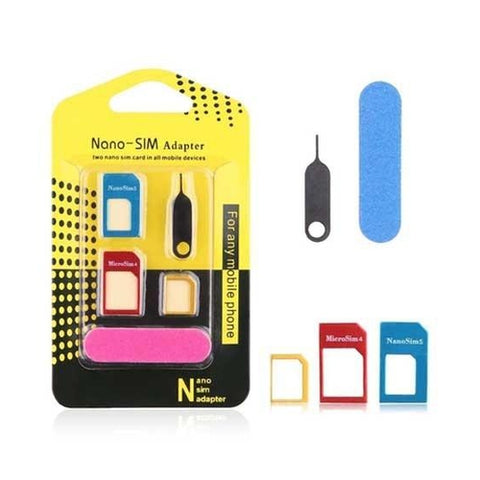 Image of Adattatore Scheda SIM Card Nano Micro Kit 5 in 1 Metallo Smartphone Tablet - Offershop.it