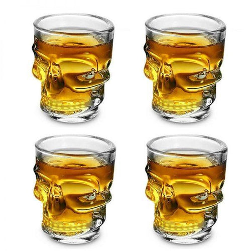 Set 4 Bicchierini in Vetro con Teschio per Whisky Vodka Liquore Grappa Shot - Offershop.it