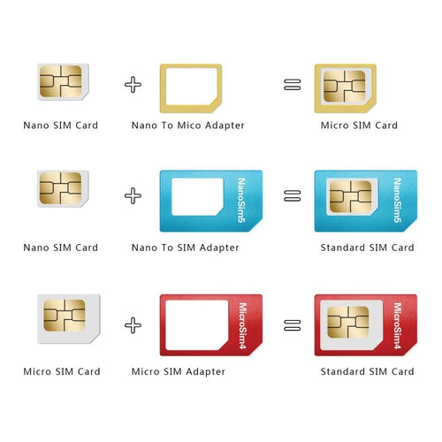 Adattatore Scheda SIM Card Nano Micro Kit 5 in 1 Metallo Smartphone Tablet - Offershop.it