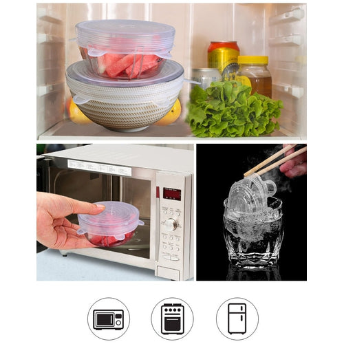 Coperchio Silicone 6 Pezzi Estendibile Conserva Alimenti Cibo Riutilizzabile - Offershop.it