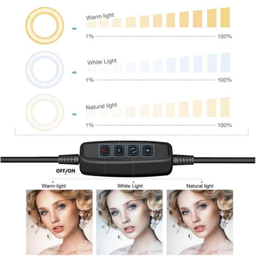 Luce Anello Led 30cm USB Treppiede 3 Luci Video Foto Selfie Cellulare - Offershop.it