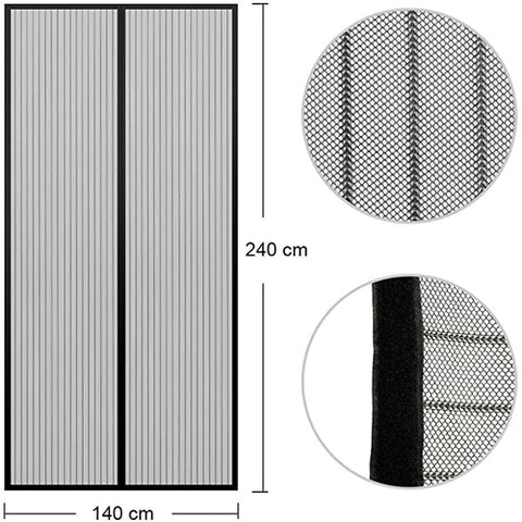 Image of Zanzariera Magnetica Porte Tenda Universale Nera 140 x 240 cm Autochiudente - Offershop.it