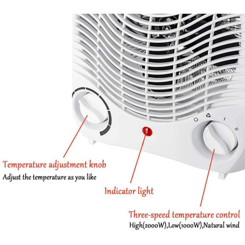 Image of Stufa Elettrica 2000W Ultra Silenzioso Termoventilatore Caldobagno Maniglia - Offershop.it