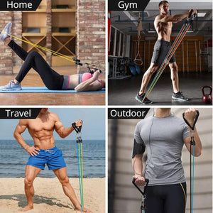Set Elastici Bande Fitness 11 Pezzi 5 Fasce Maniglie Cavi Allenamento Casa - Offershop.it