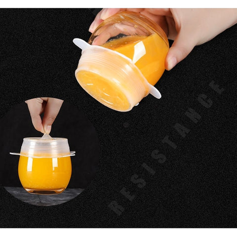 Image of Coperchio Silicone 6 Pezzi Estendibile Conserva Alimenti Cibo Riutilizzabile - Offershop.it