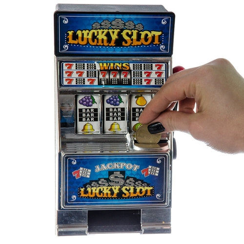 Salvadanaio Mini Slot Machine Lucky Portamonete Soldi Manopola Jackpot Gioco - Offershop.it