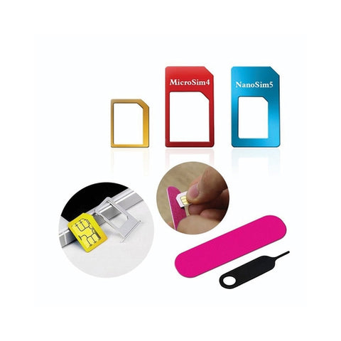 Image of Adattatore Scheda SIM Card Nano Micro Kit 5 in 1 Metallo Smartphone Tablet - Offershop.it