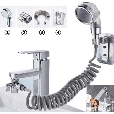 Image of Doccetta Lavandino Lavabo Bagno Shampoo Doccia Multiuso Doppia Erogazione - Offershop.it