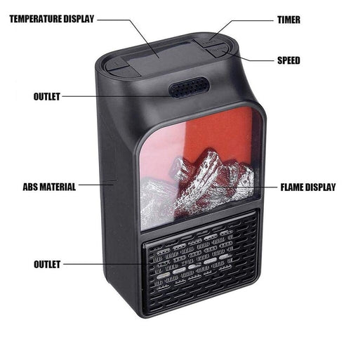 Mini Stufa Elettrica Effetto Camino Legna Fuoco 500W Telecomando 15/32 gradi - Offershop.it