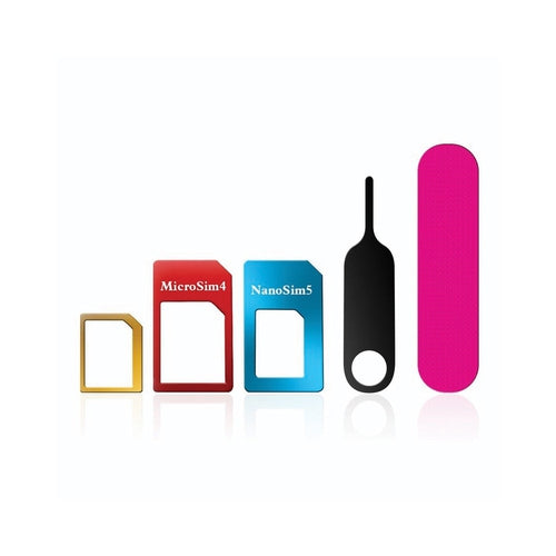Adattatore Scheda SIM Card Nano Micro Kit 5 in 1 Metallo Smartphone Tablet - Offershop.it