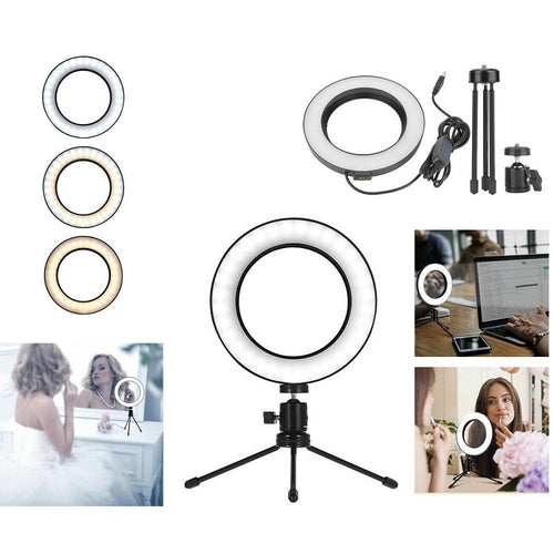 Luce Anello Led 16cm USB Treppiede 3 Luci Video Foto Selfie Cellulare - Offershop.it