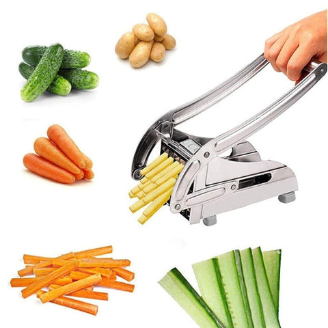 Image of Taglia Affetta Patate Patatine Fritte Manuale Maniglia Acciaio Inox 2 Lame - Offershop.it