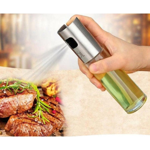 Dosatore Spray Olio Aceto 100ml Acciaio Inox Vetro Alimenti Cucina Barbecue - Offershop.it