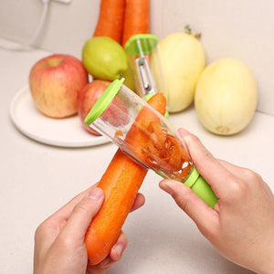 Pela Verdure Contenitore Lama Acciaio Inox Sbuccia Ortaggi Frutta Carote - Offershop.it