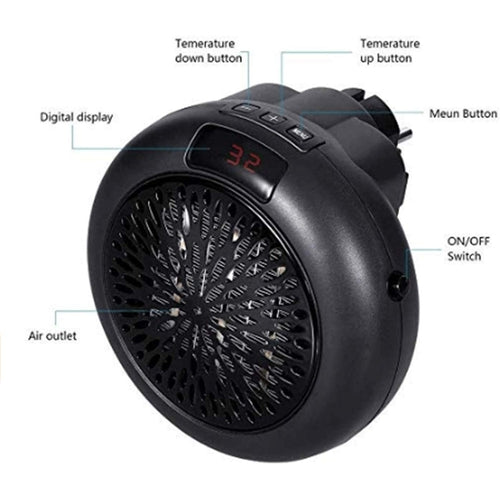 Mini Stufa Elettrica Portatile Tonda 900W Display Led Regolabile 15/32 gradi - Offershop.it