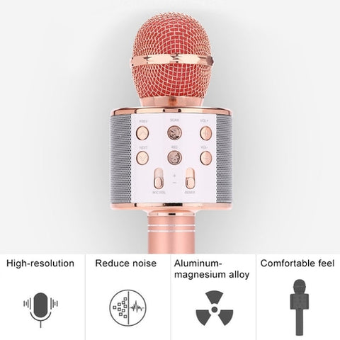 Image of Microfono Karaoke Wireless Bluetooth Portatile Registratore Mp3 Altoparlante - Offershop.it