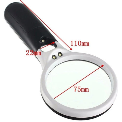 Image of Lente Ingrandimento 3 Luci Led 2 in 1 3X 45X Illuminata Portatile Tascabile - Offershop.it