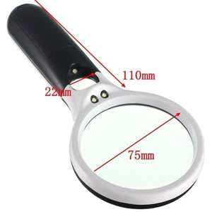 Lente Ingrandimento 3 Luci Led 2 in 1 3X 45X Illuminata Portatile Tascabile - Offershop.it