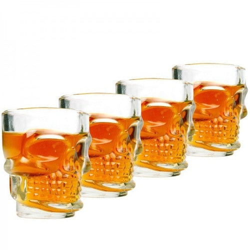 Set 4 Bicchierini in Vetro con Teschio per Whisky Vodka Liquore Grappa Shot - Offershop.it