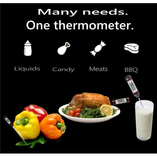 Termometro Digitale Alimenti Cibo Liquidi Latte Vino Forno Carne Acciaio Inox - Offershop.it