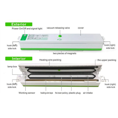 Macchina Sottovuoto Alimenti Automatica Professionale 100W Cibo Fresco Secco - Offershop.it