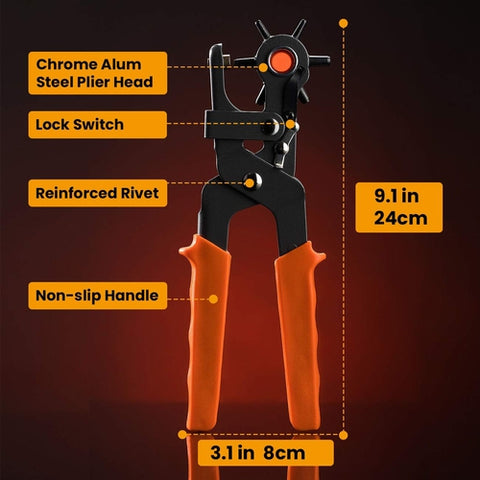 Image of Fustellatrice Foratrice Pinza Fori Cintura Cinta 6 Fustelle Testa Girevole - Offershop.it
