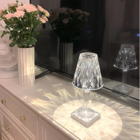 Image of Lampada Led Touch Senza Fili Ricaricabile Effetto Cristallo Diamante - Offershop.it