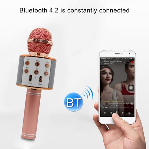Image of Microfono Karaoke Wireless Bluetooth Portatile Registratore Mp3 Altoparlante - Offershop.it