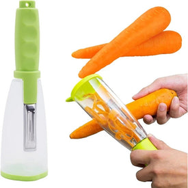 Pela Verdure Contenitore Lama Acciaio Inox Sbuccia Ortaggi Frutta Carote - Offershop.it