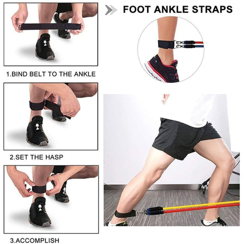 Image of Set Elastici Bande Fitness 11 Pezzi 5 Fasce Maniglie Cavi Allenamento Casa - Offershop.it